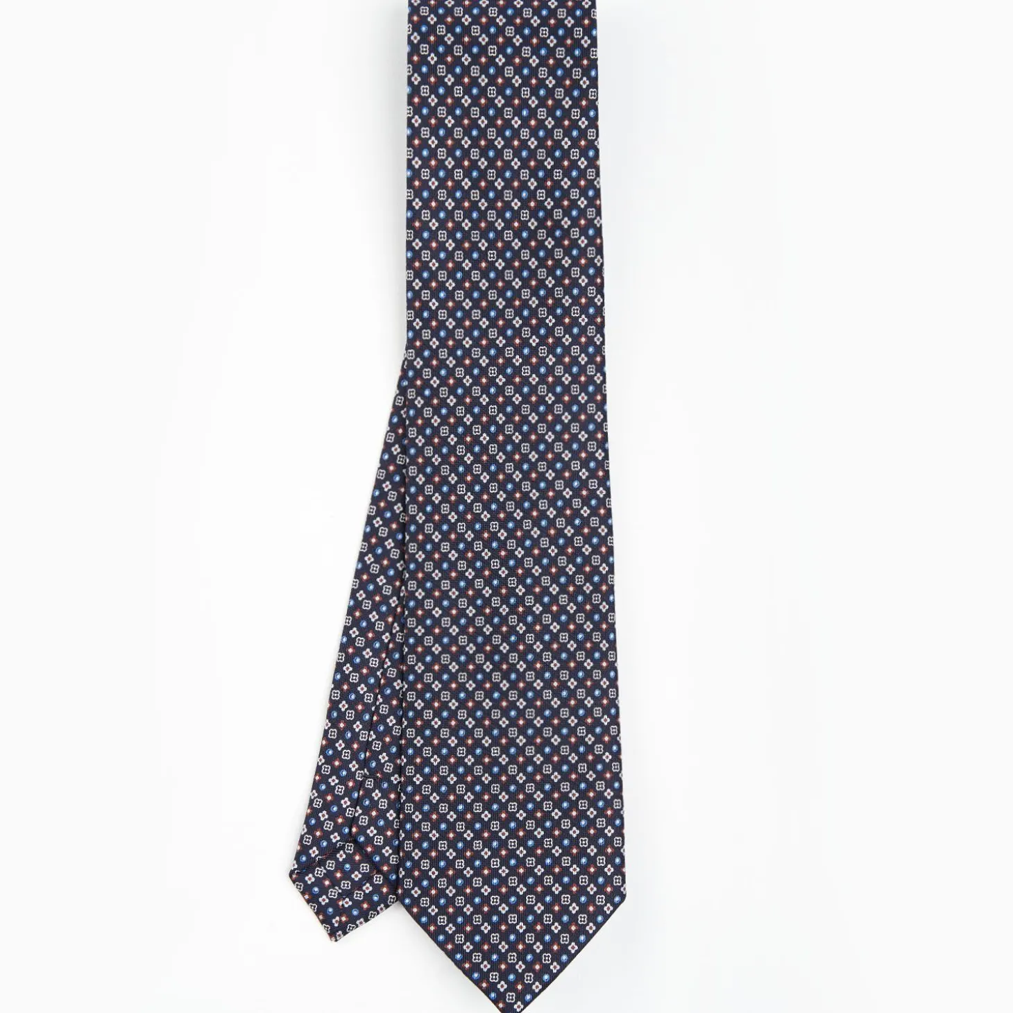 Dark Blue Sartorial Classic Silk Tie - Small Flower Designs