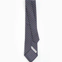 Dark Blue Sartorial Classic Silk Tie - Small Flower Designs