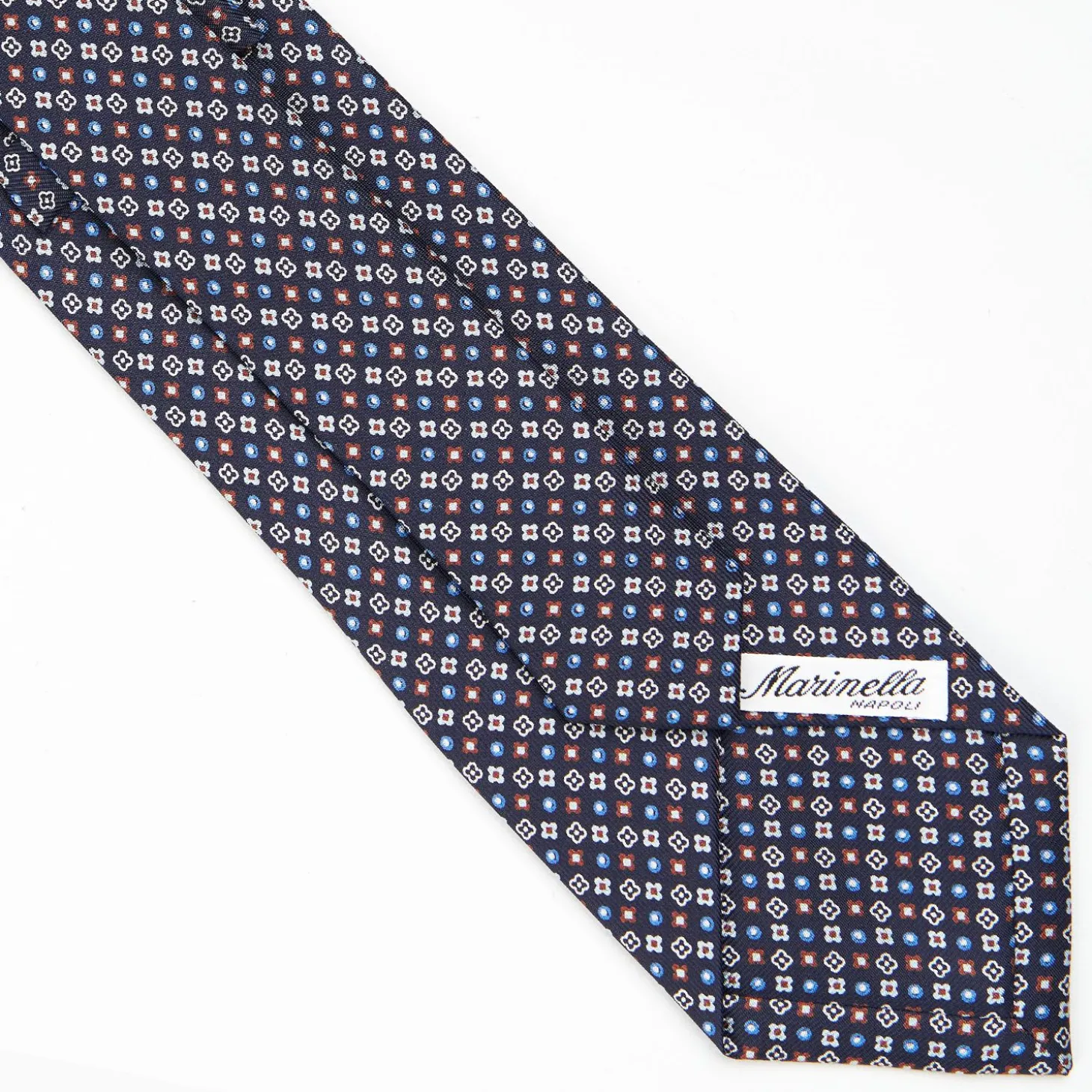 Dark Blue Sartorial Classic Silk Tie - Small Flower Designs
