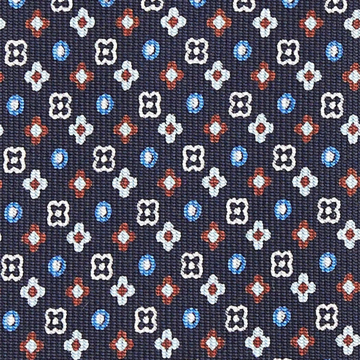 Dark Blue Sartorial Classic Silk Tie - Small Flower Designs
