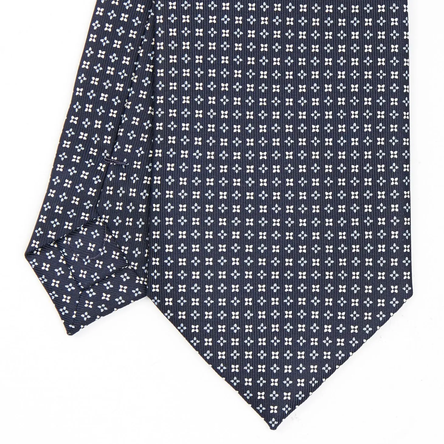 Dark Blue Sartorial Classic Silk Tie - Small Flower Designs