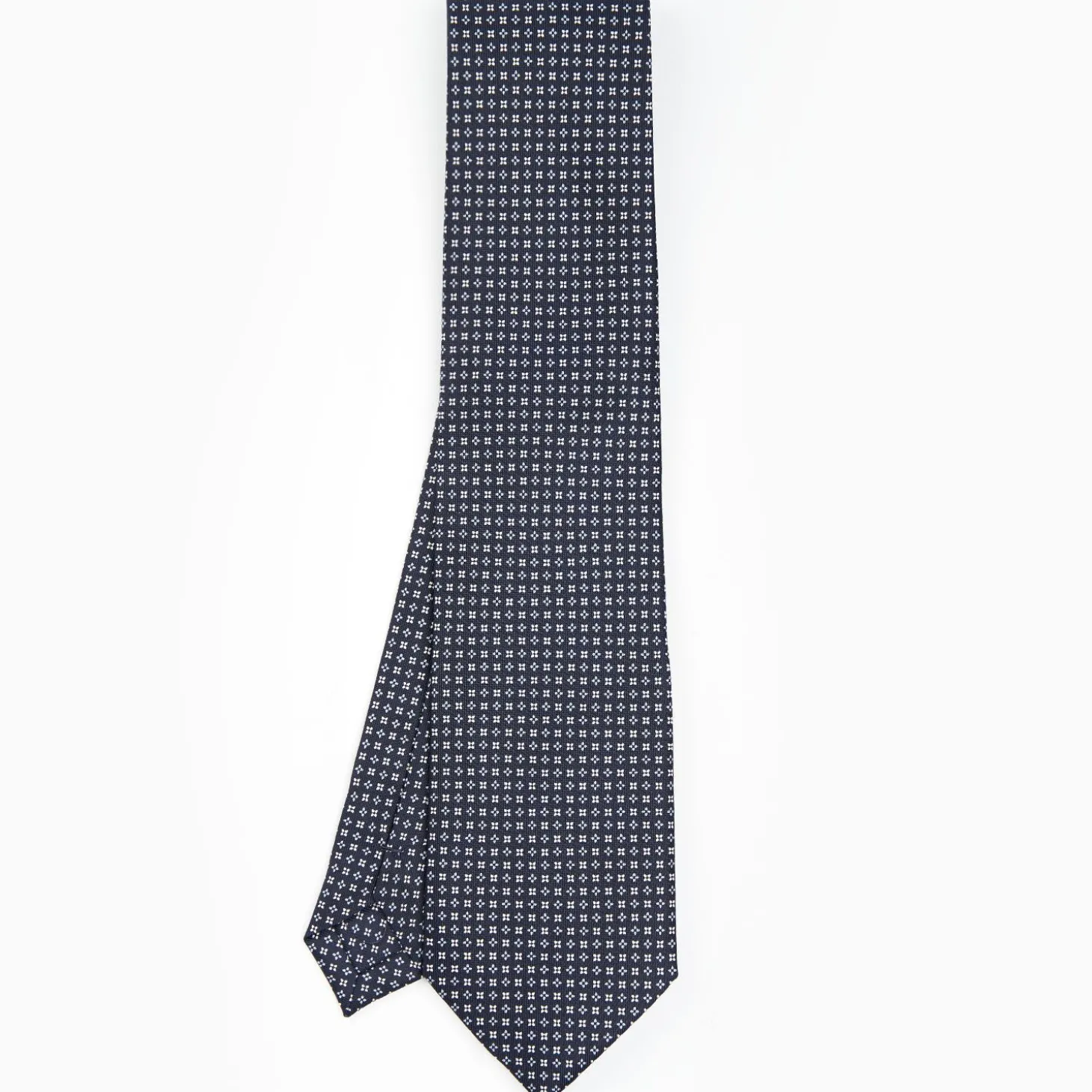 Dark Blue Sartorial Classic Silk Tie - Small Flower Designs
