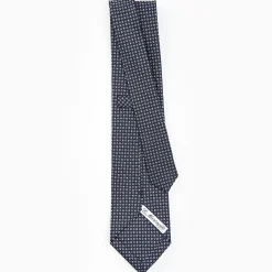 Dark Blue Sartorial Classic Silk Tie - Small Flower Designs