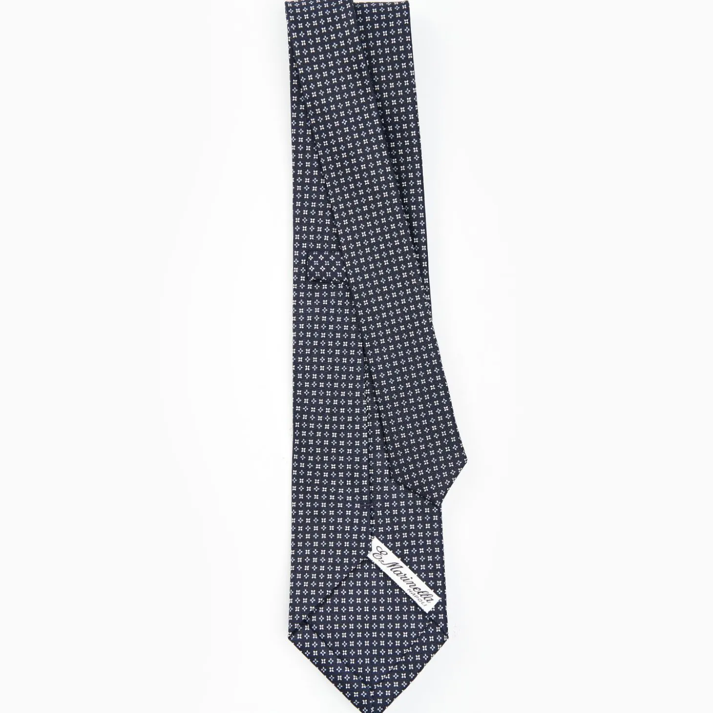 Dark Blue Sartorial Classic Silk Tie - Small Flower Designs