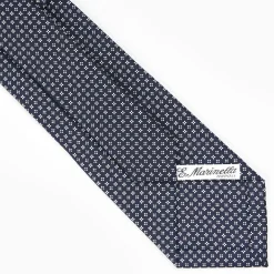Dark Blue Sartorial Classic Silk Tie - Small Flower Designs
