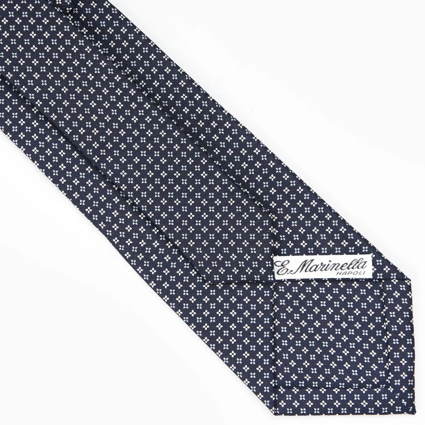 Dark Blue Sartorial Classic Silk Tie - Small Flower Designs