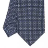 Dark Blue Sartorial Classic Silk Tie - Small Flower Designs
