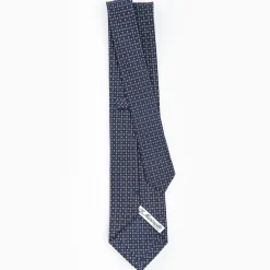 Dark Blue Sartorial Classic Silk Tie - Small Flower Designs