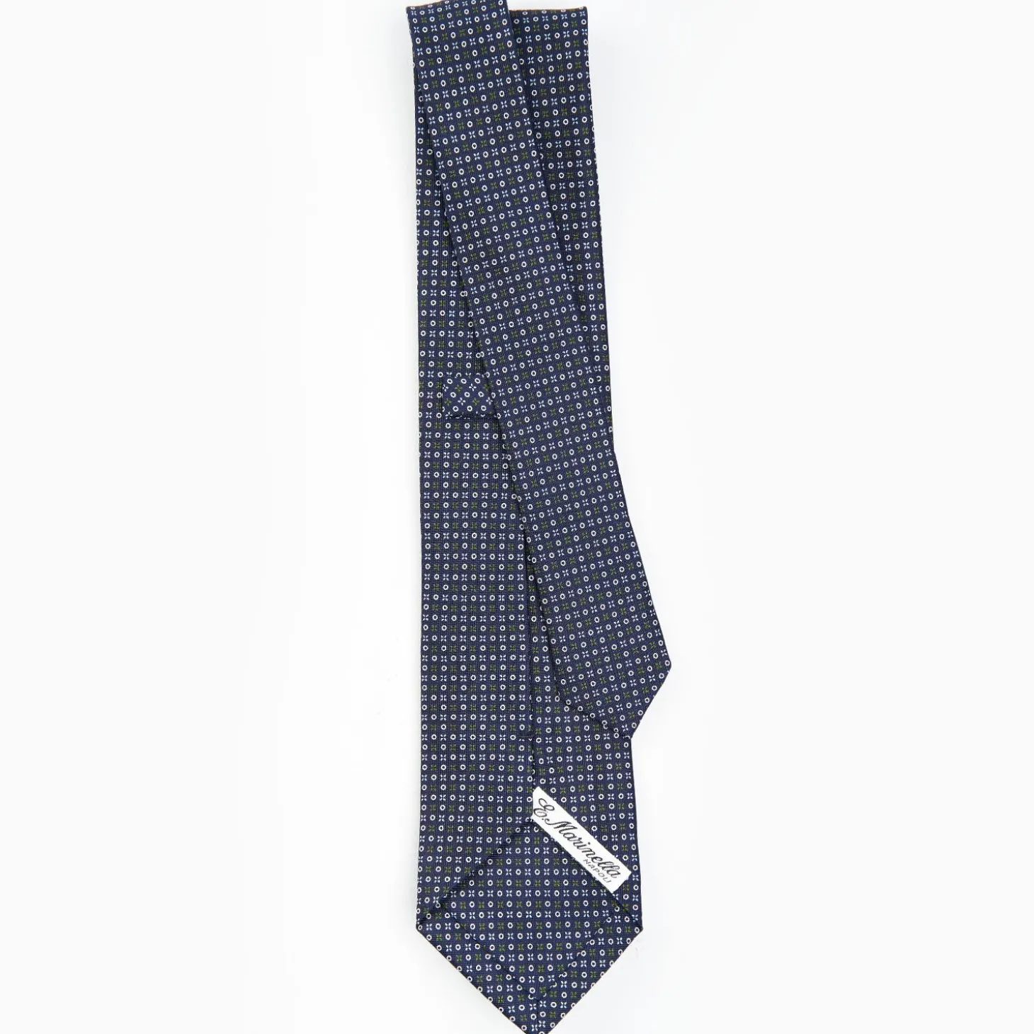 Dark Blue Sartorial Classic Silk Tie - Small Flower Designs
