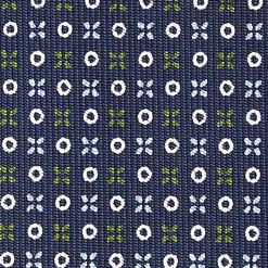 Dark Blue Sartorial Classic Silk Tie - Small Flower Designs