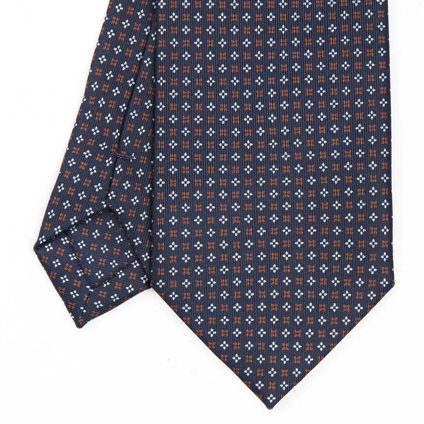 Dark Blue Sartorial Classic Silk Tie - Small Flower Designs