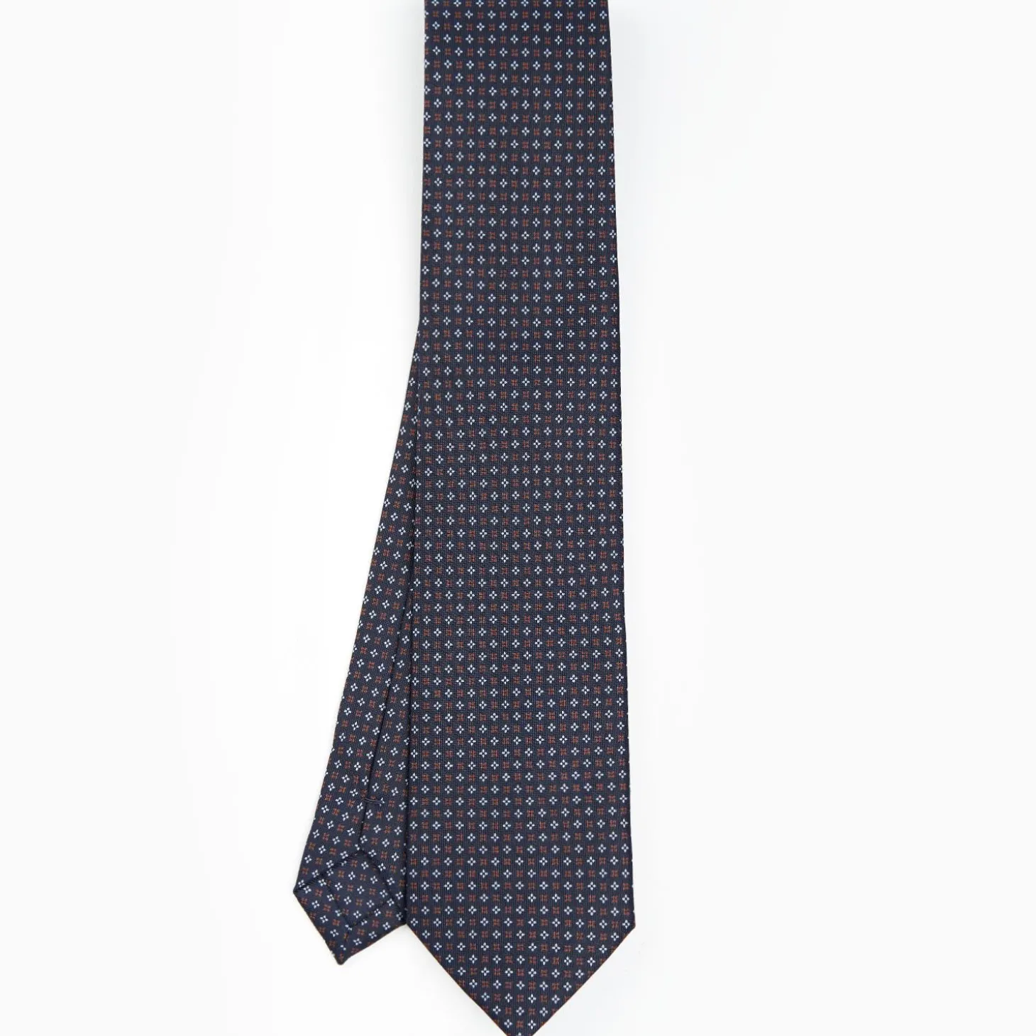 Dark Blue Sartorial Classic Silk Tie - Small Flower Designs