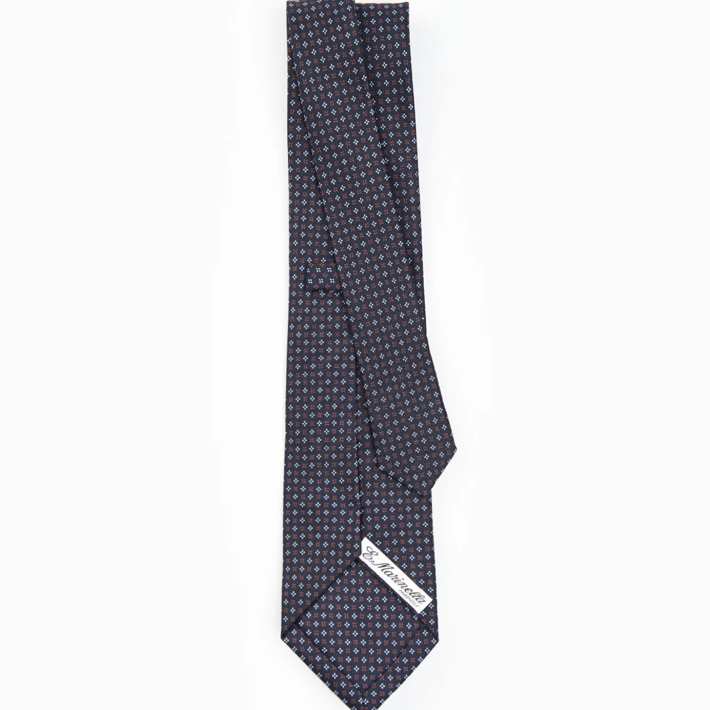 Dark Blue Sartorial Classic Silk Tie - Small Flower Designs
