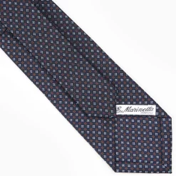 Dark Blue Sartorial Classic Silk Tie - Small Flower Designs