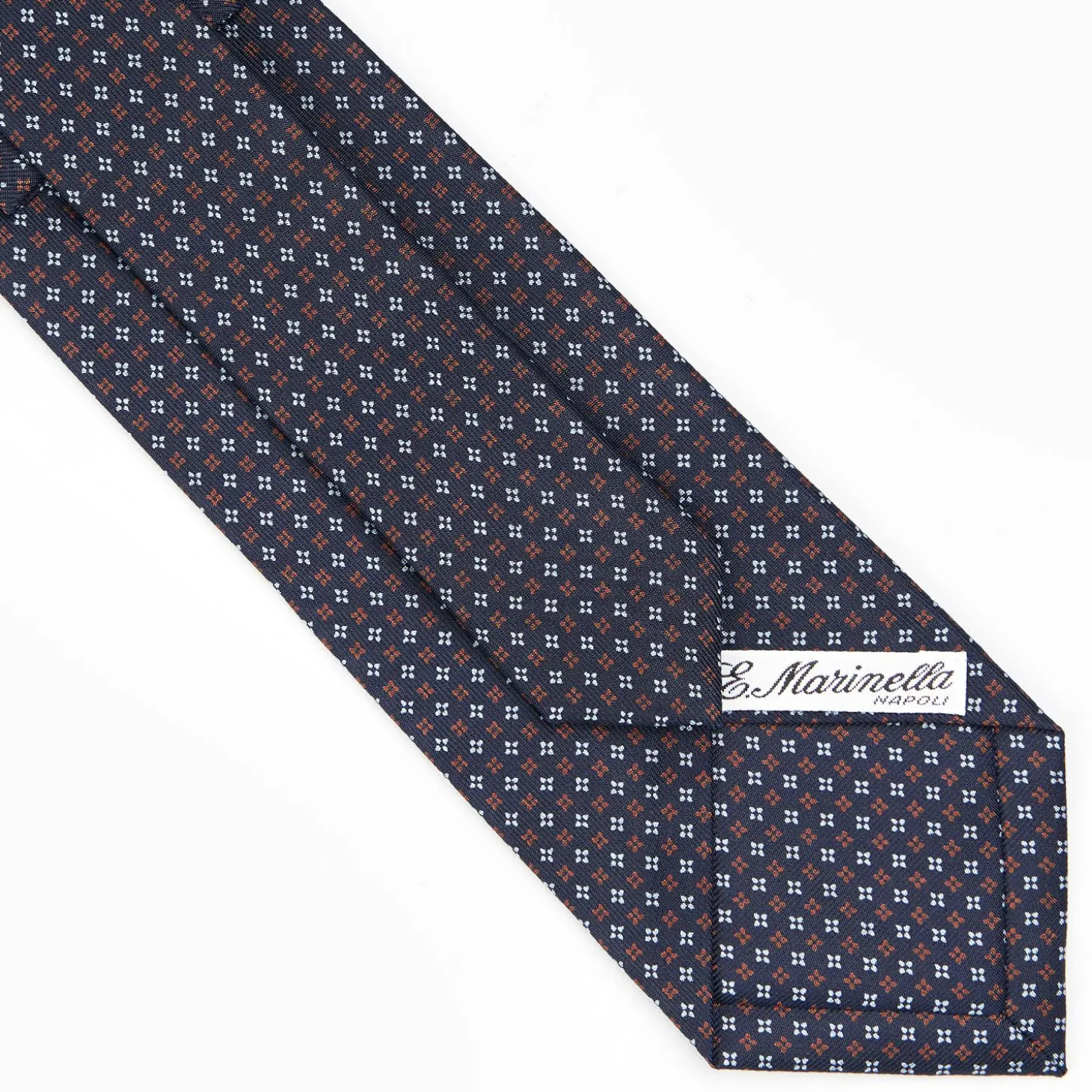 Dark Blue Sartorial Classic Silk Tie - Small Flower Designs