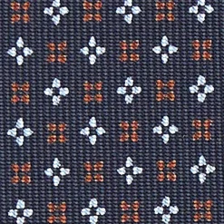 Dark Blue Sartorial Classic Silk Tie - Small Flower Designs