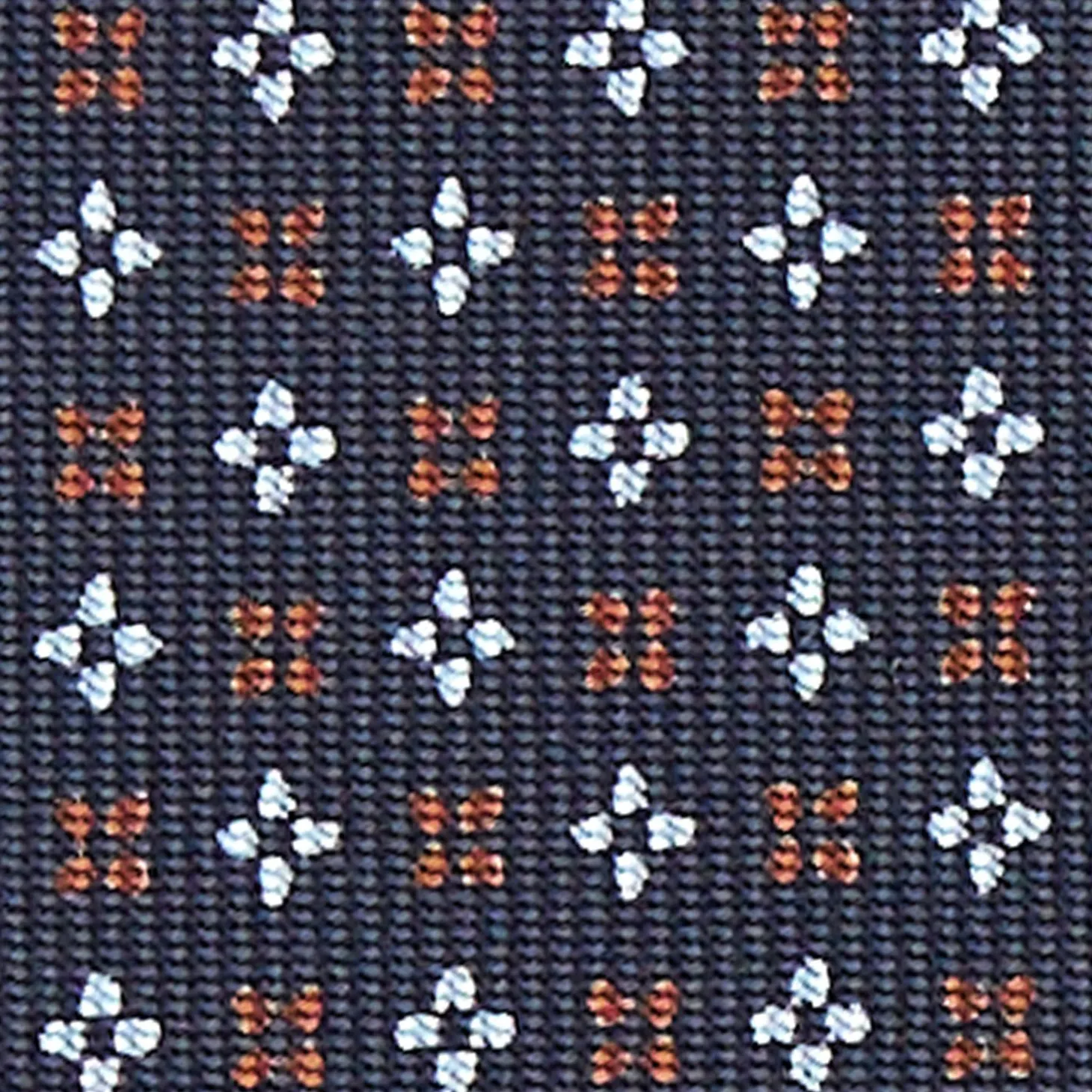 Dark Blue Sartorial Classic Silk Tie - Small Flower Designs