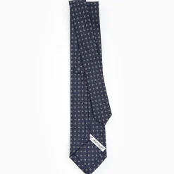Dark Blue Sartorial Classic Silk Tie - Small Flower Designs