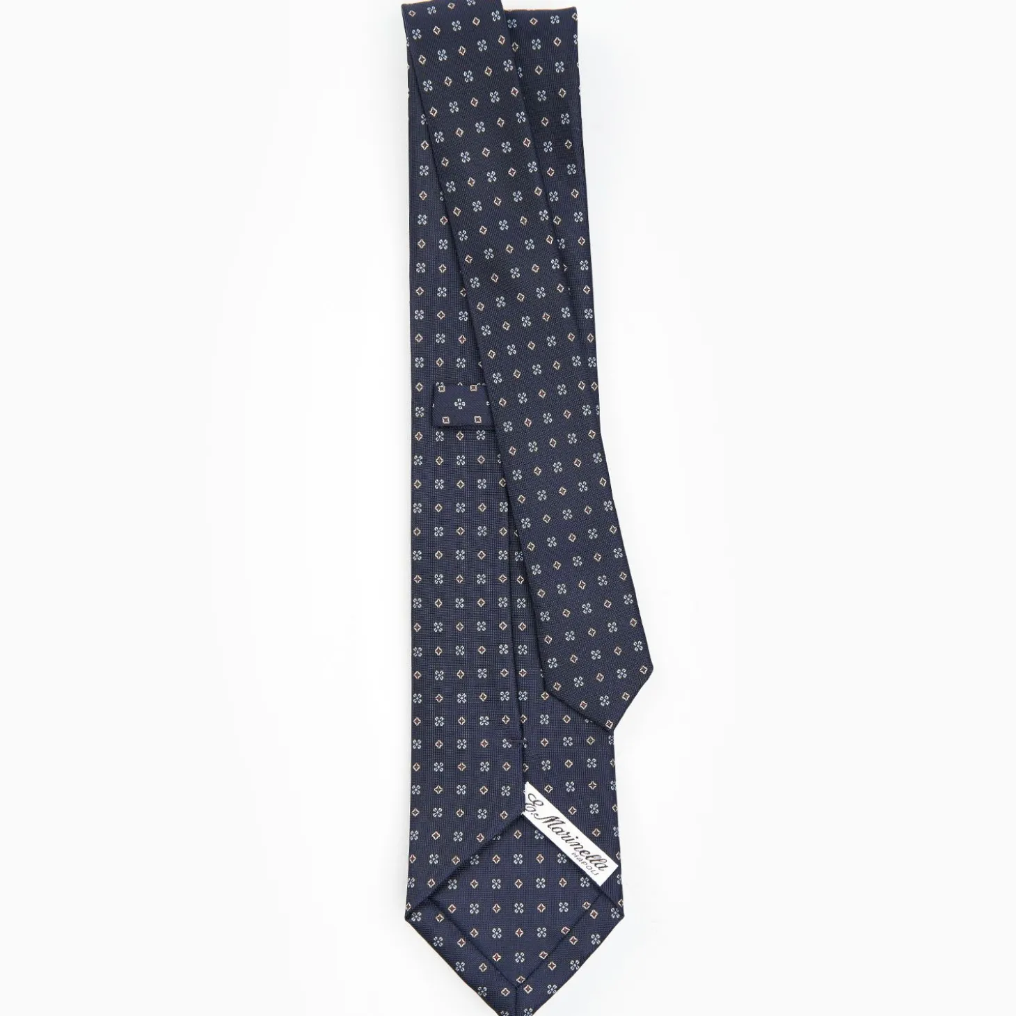 Dark Blue Sartorial Classic Silk Tie - Small Flower Designs
