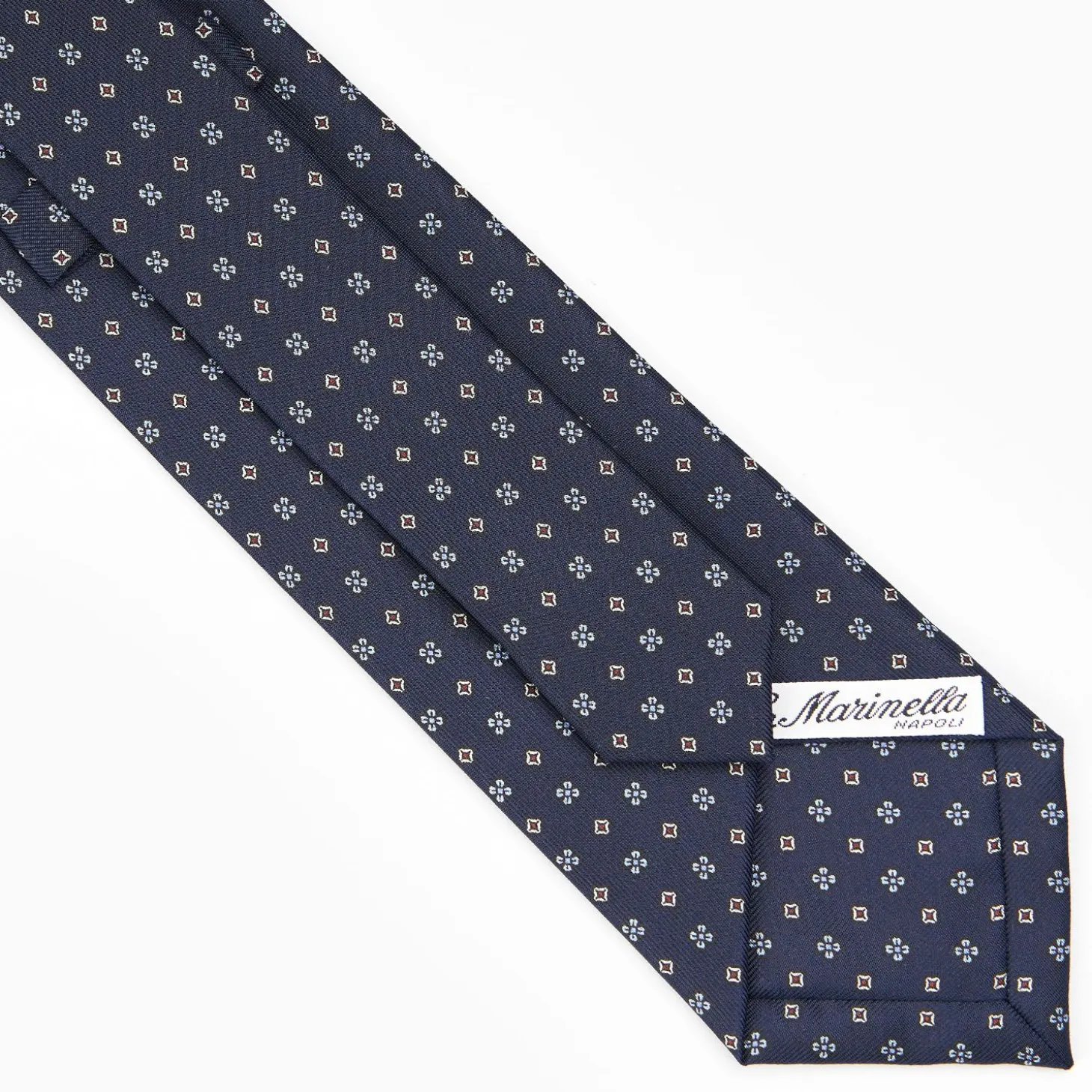 Dark Blue Sartorial Classic Silk Tie - Small Flower Designs