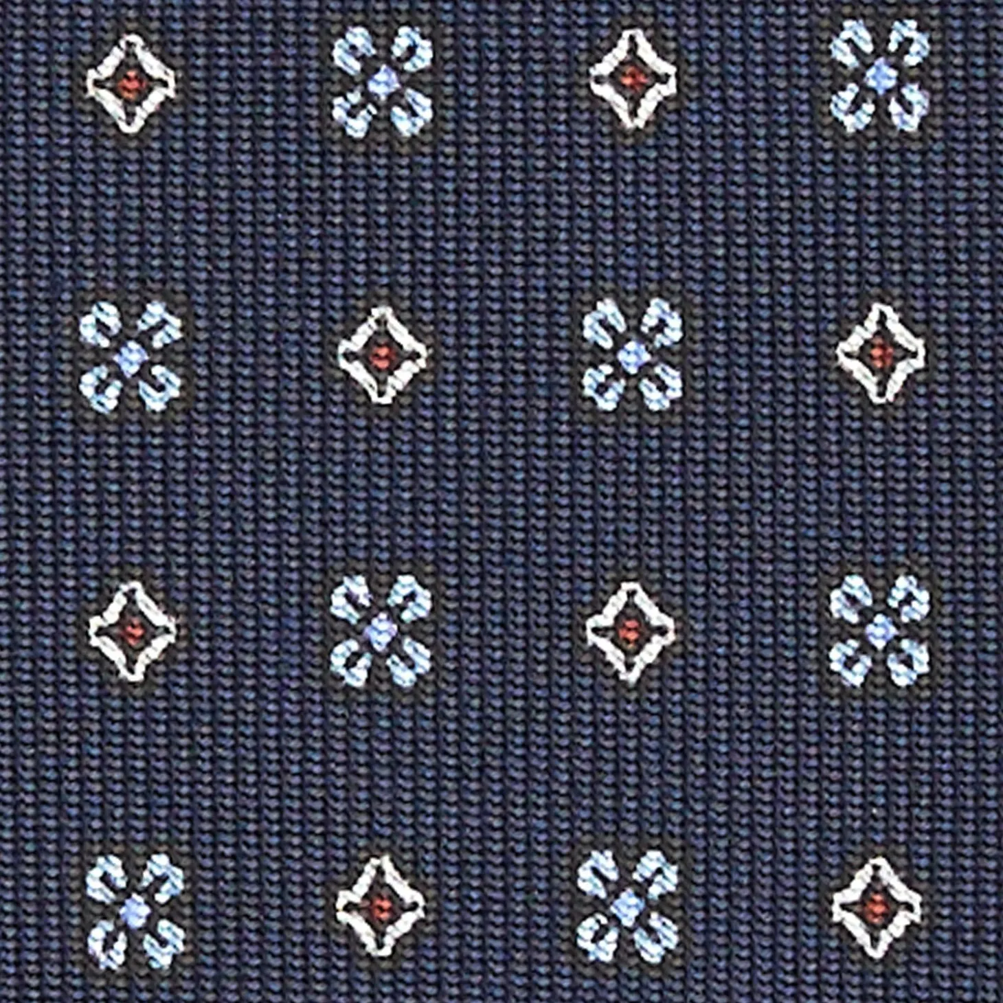 Dark Blue Sartorial Classic Silk Tie - Small Flower Designs