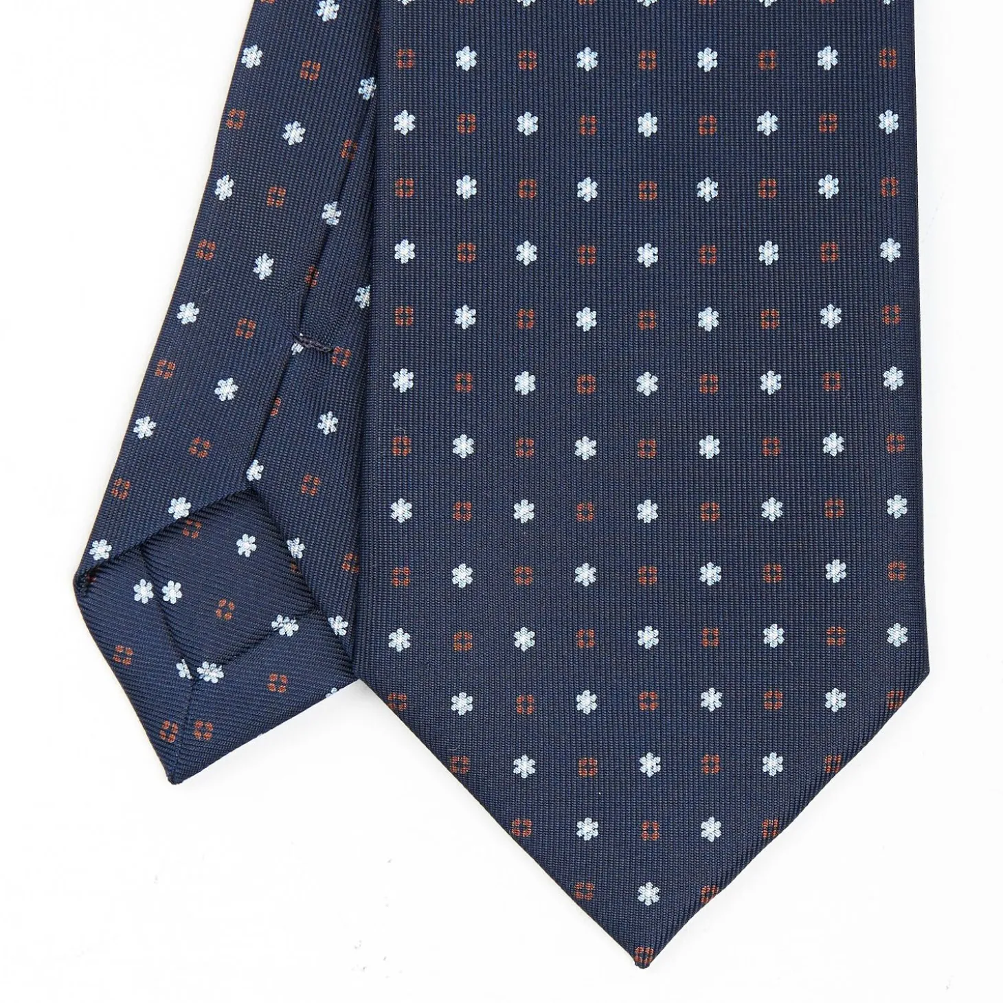 Dark Blue Sartorial Classic Silk Tie - Small Flower Designs