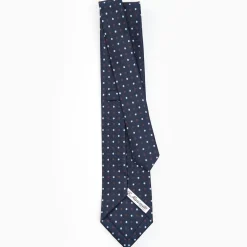 Dark Blue Sartorial Classic Silk Tie - Small Flower Designs
