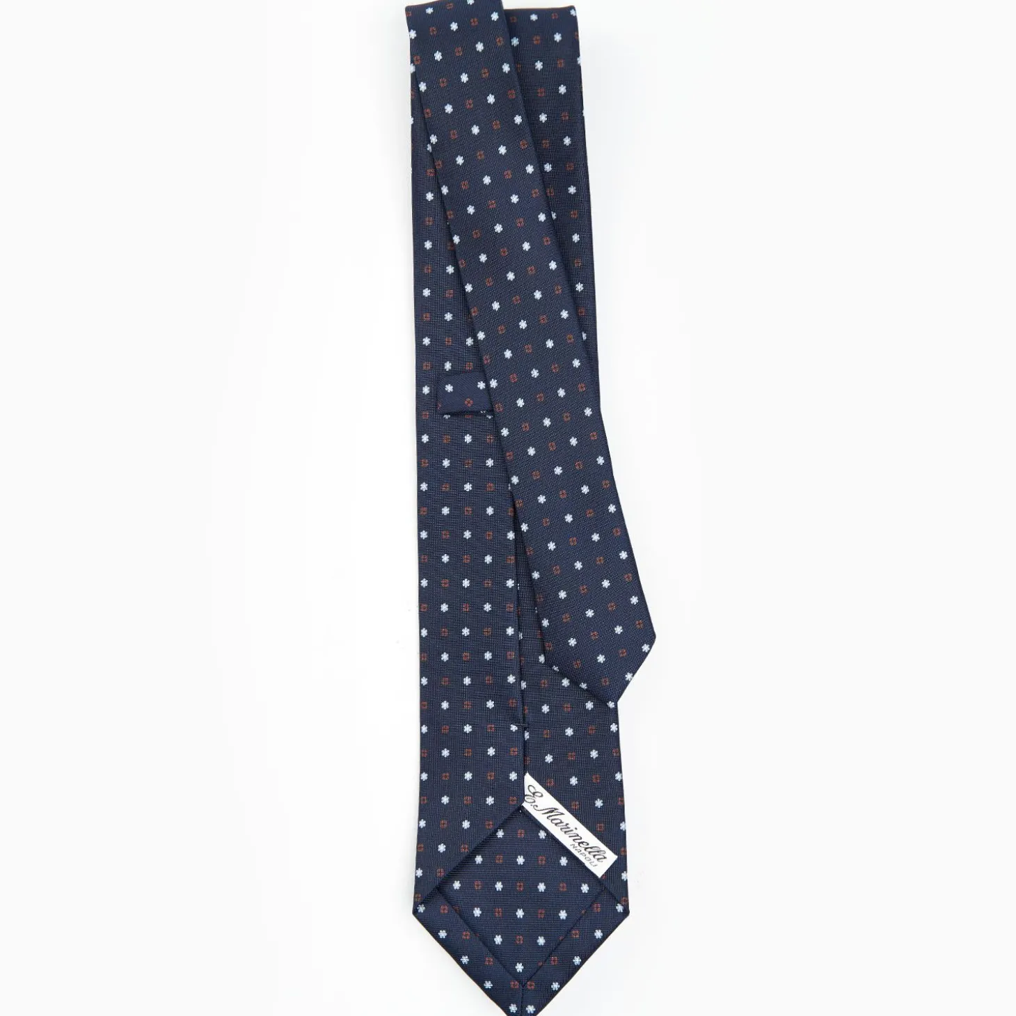 Dark Blue Sartorial Classic Silk Tie - Small Flower Designs