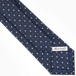 Dark Blue Sartorial Classic Silk Tie - Small Flower Designs
