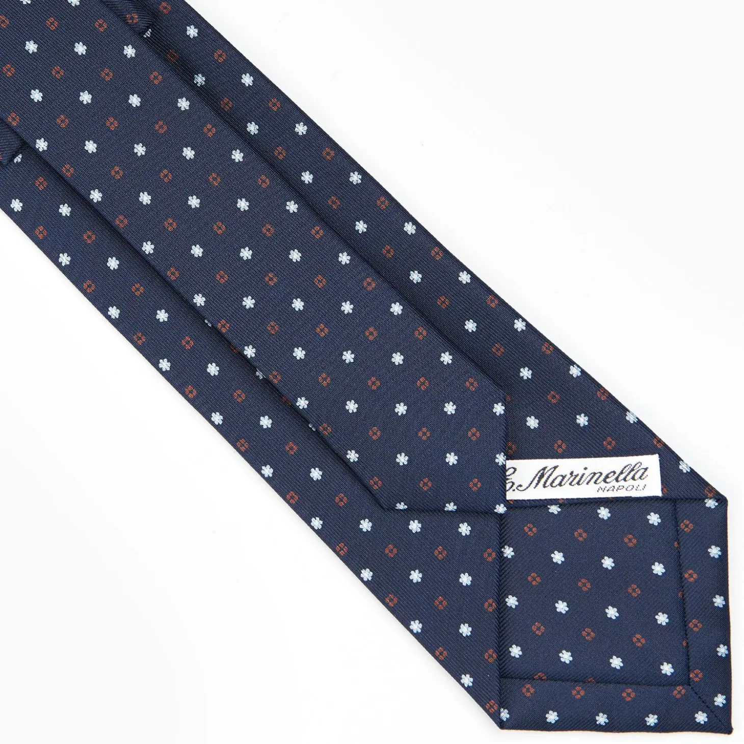 Dark Blue Sartorial Classic Silk Tie - Small Flower Designs