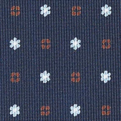 Dark Blue Sartorial Classic Silk Tie - Small Flower Designs