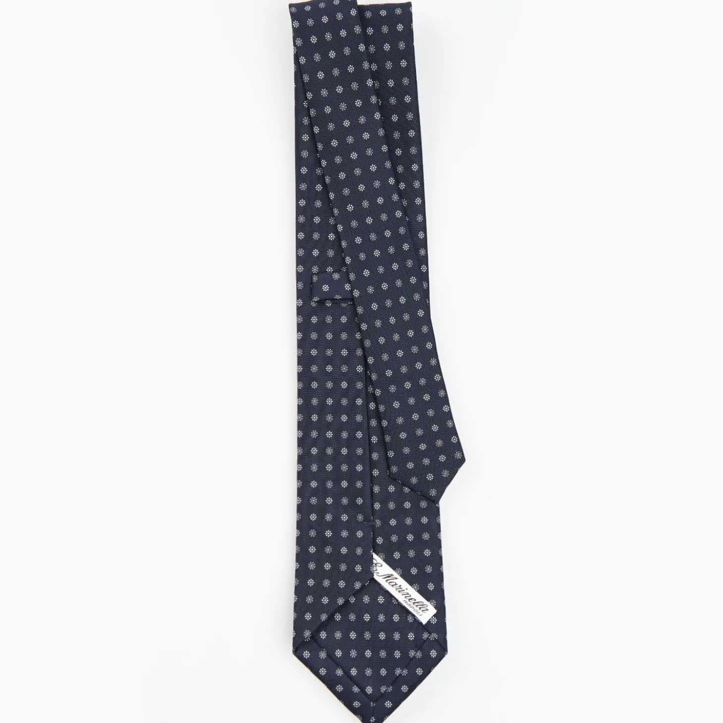 Dark Blue Sartorial Classic Silk Tie - Small Flower Designs