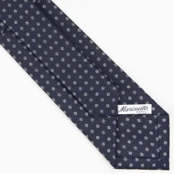 Dark Blue Sartorial Classic Silk Tie - Small Flower Designs