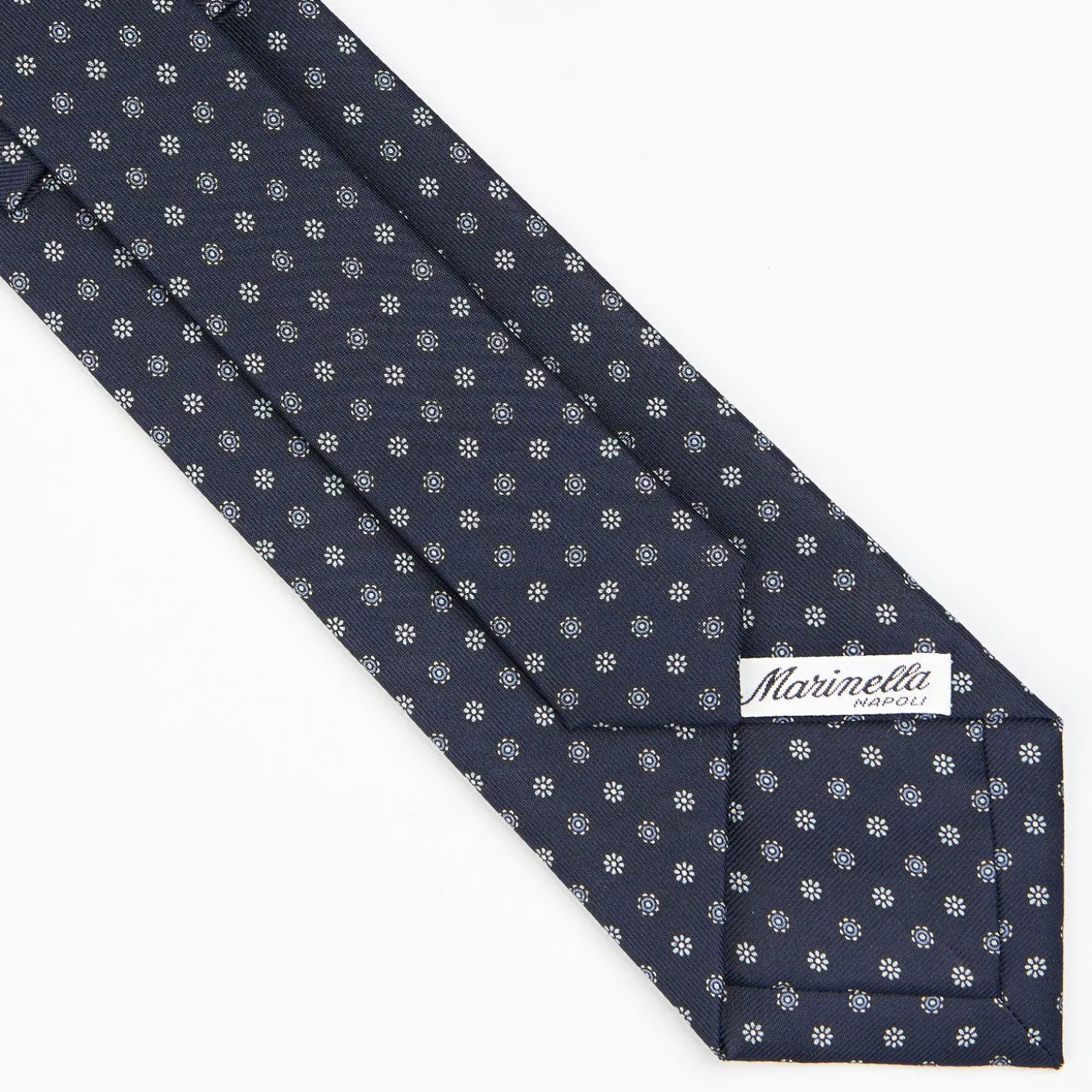 Dark Blue Sartorial Classic Silk Tie - Small Flower Designs