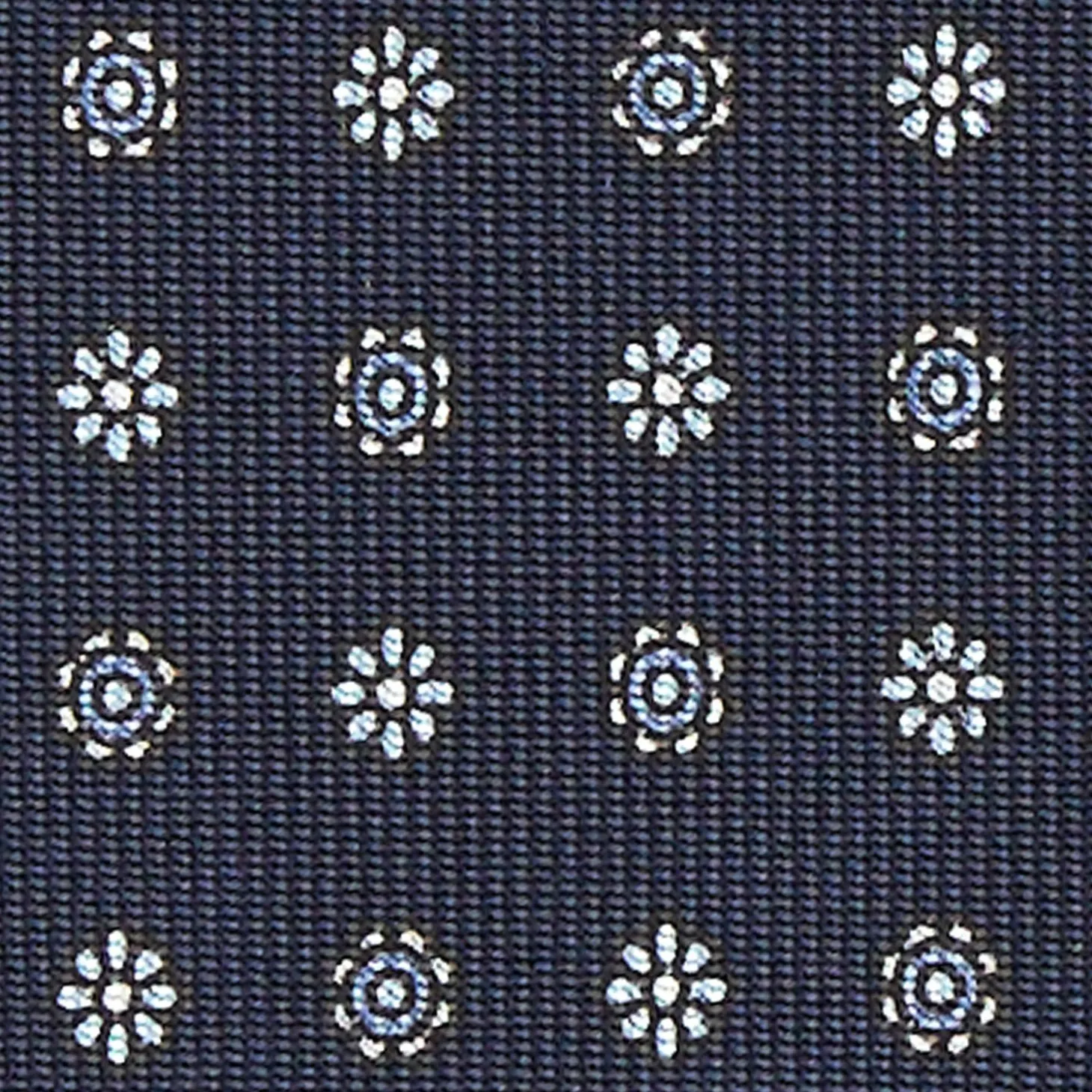 Dark Blue Sartorial Classic Silk Tie - Small Flower Designs