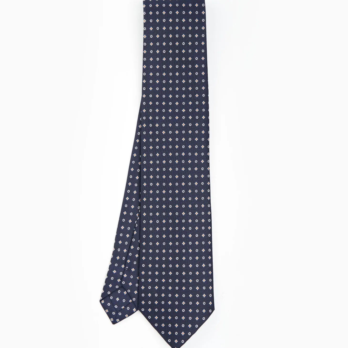 Dark Blue Sartorial Classic Silk Tie - Small Flower Designs