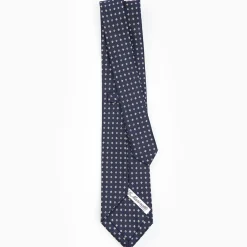 Dark Blue Sartorial Classic Silk Tie - Small Flower Designs