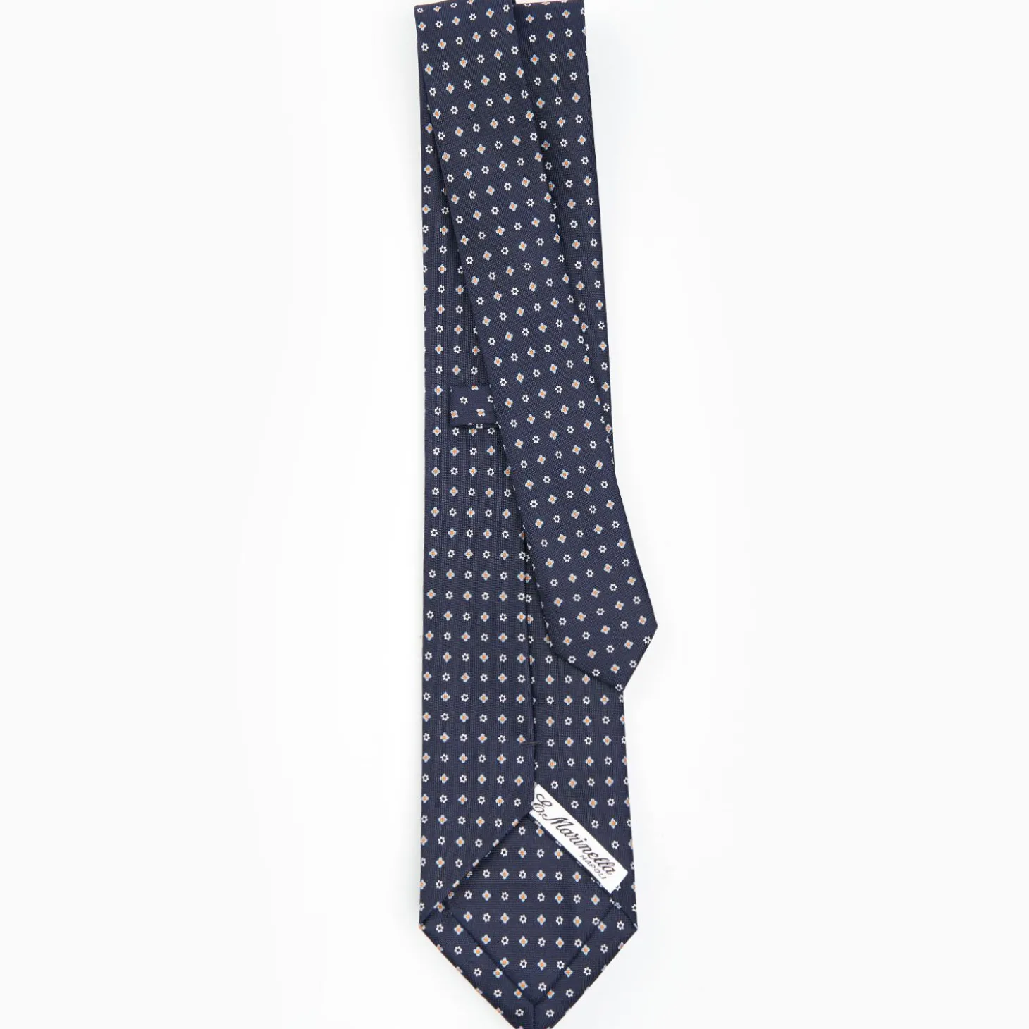Dark Blue Sartorial Classic Silk Tie - Small Flower Designs