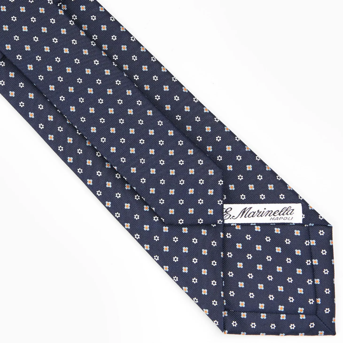 Dark Blue Sartorial Classic Silk Tie - Small Flower Designs