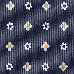 Dark Blue Sartorial Classic Silk Tie - Small Flower Designs