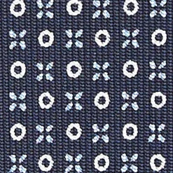 Dark Blue Sartorial Classic Silk Tie - Small Flower Designs
