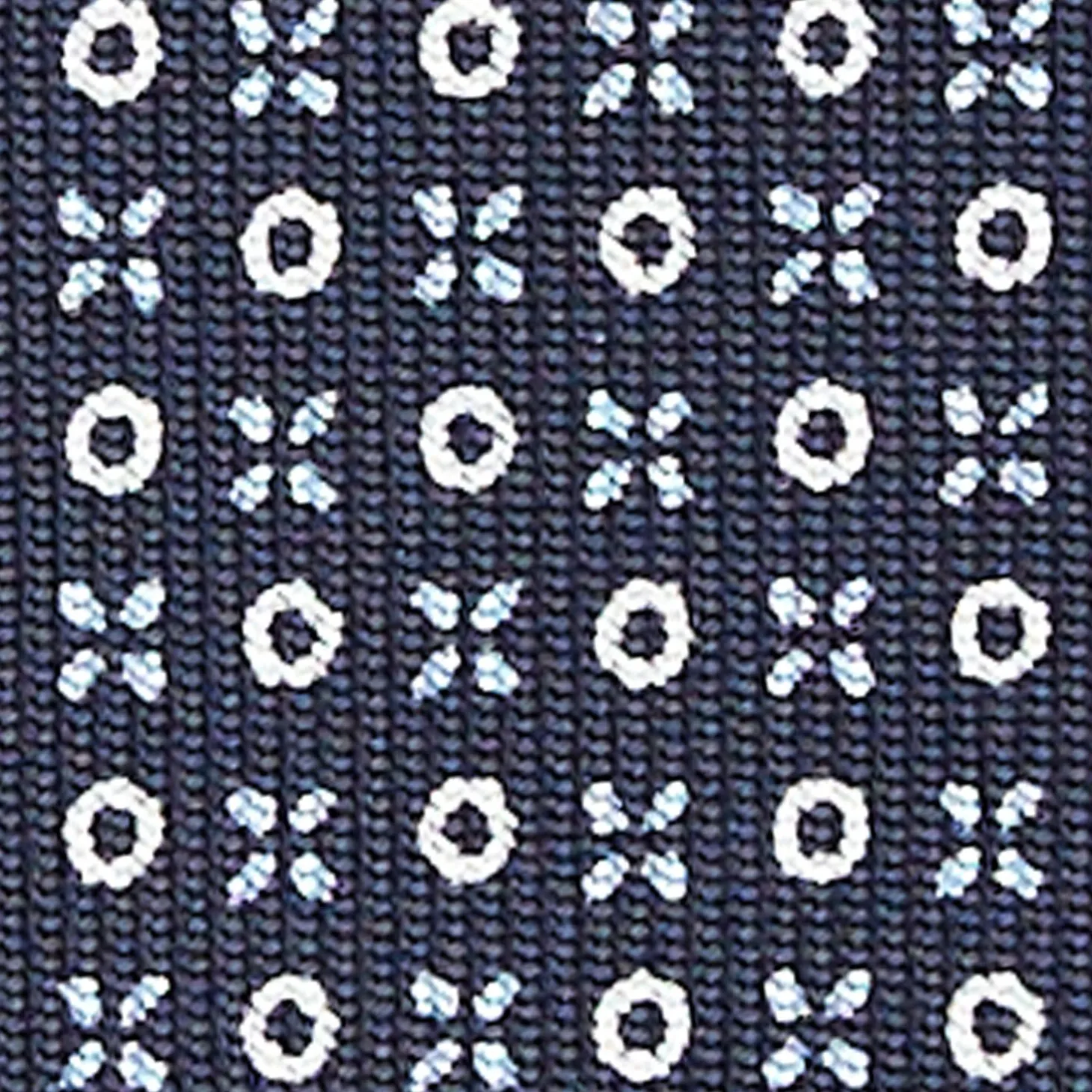 Dark Blue Sartorial Classic Silk Tie - Small Flower Designs