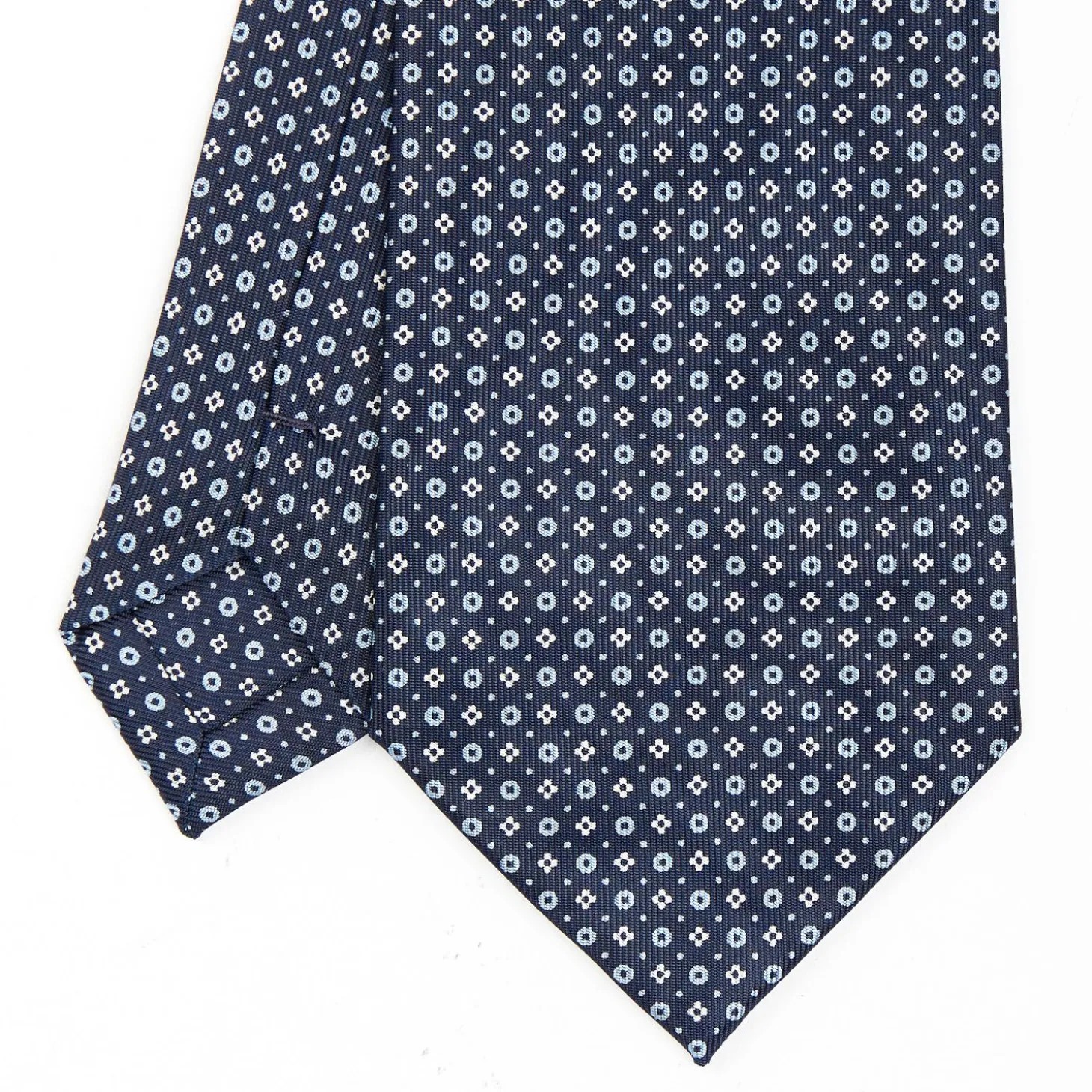 Dark Blue Sartorial Classic Silk Tie - Small Flower Designs