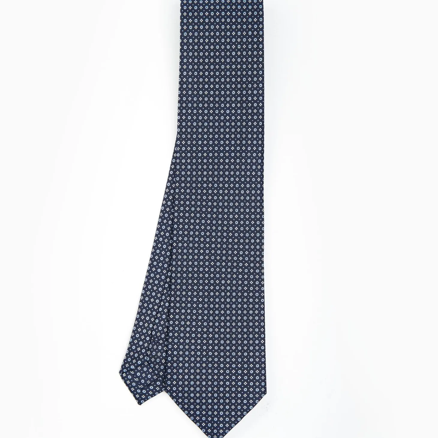 Dark Blue Sartorial Classic Silk Tie - Small Flower Designs