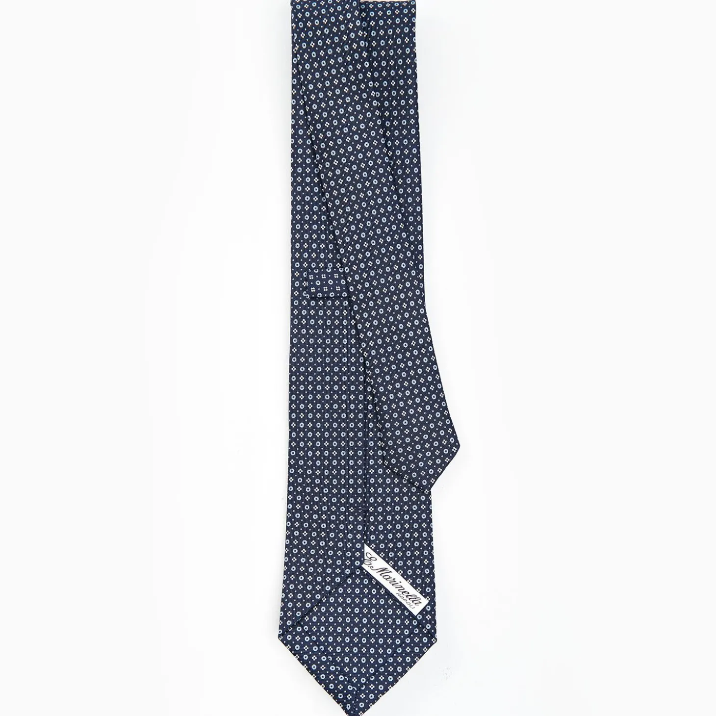 Dark Blue Sartorial Classic Silk Tie - Small Flower Designs