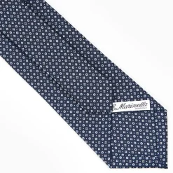 Dark Blue Sartorial Classic Silk Tie - Small Flower Designs