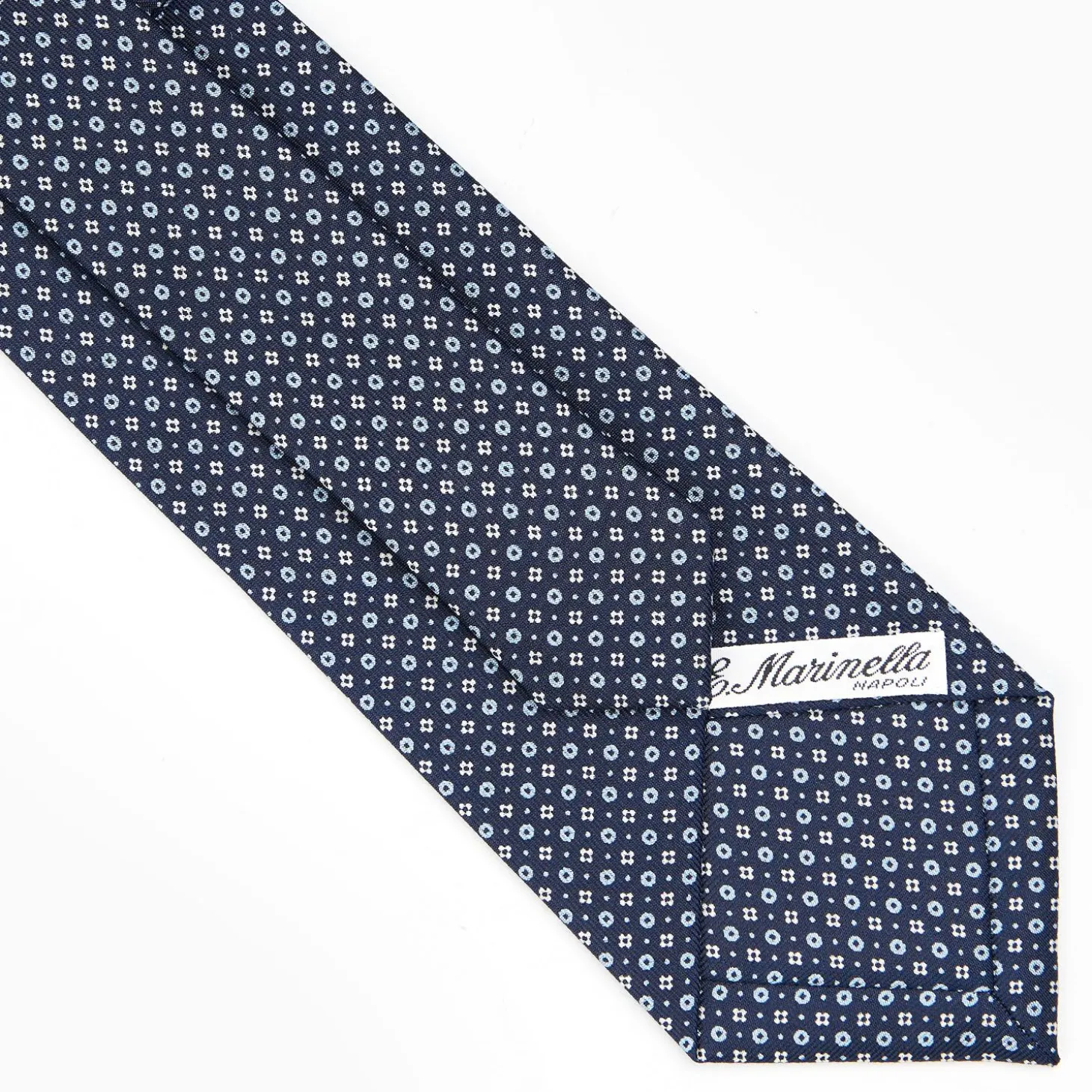 Dark Blue Sartorial Classic Silk Tie - Small Flower Designs
