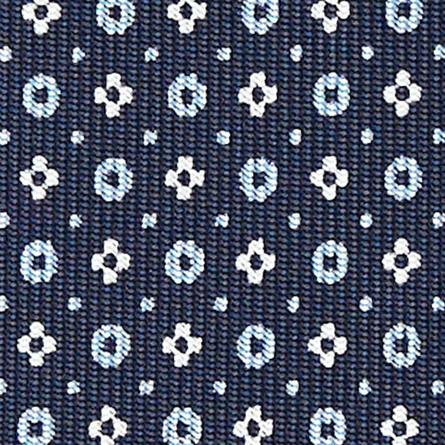 Dark Blue Sartorial Classic Silk Tie - Small Flower Designs