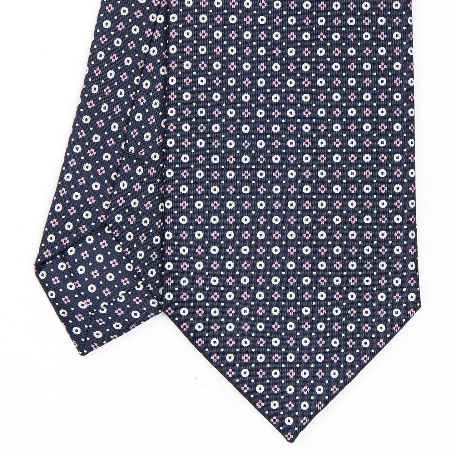Dark Blue Sartorial Classic Silk Tie - Small Flower Designs