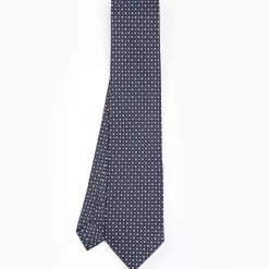 Dark Blue Sartorial Classic Silk Tie - Small Flower Designs